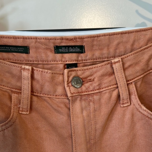WILD FABLE | Highest Rise Bermuda Salmon Orange Women's Distressed Shorts - Picture 7 of 10